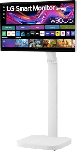LG Swing 31.5" 32U889SA 4K UHD IPS Smart Monitor Eyecare with Touchscreen, Rolling Stand, webOS, AirPlay 2 + Screen Share, Built-in Speaker, HDMI, USB-C 65W, Tilt/Height/Swivel/Pivot Stand, White