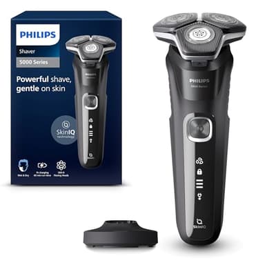 Philips Shaver Series 5000, Wet & Dry Electric Shaver, with SkinIQ Technology, Pop-up Trimmer, Charging Stand, Deep Black, Model S5898/25
