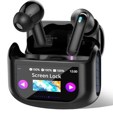 Wireless Earbuds, Bluetooth 5.4 Ear Buds with Multifunctional Touch Screen, 48H HiFi Stereo Headphones, ANC/ENC Noise Cancelling Mic, IPX7 Bluetooth Earbuds with 5 EQ Modes, in Ear Earphones, Black