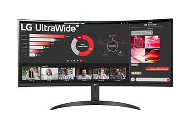 LG UltraWide Monitor (34WR50QK) - 34-inch 21:9 Curved UltraWide™ QHD (3440x1440) Display, sRGB 99%, HDR10, PBP, 100Hz Refresh Rate, Eye-Care Features, Ergonomic Design
