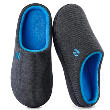 RockDove Men's Original Two-Tone Memory Foam Slipper, Size 9-10 US Men, Dark Gray/Blue