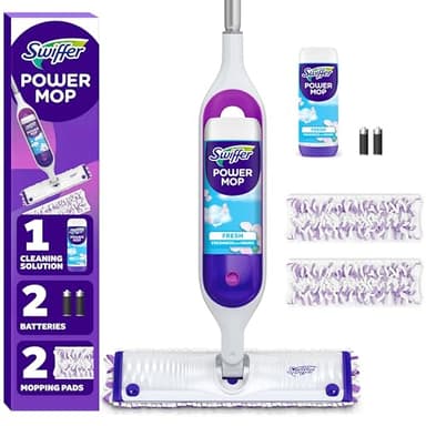 Swiffer PowerMop Multi-Surface Mop Kit for Floor Cleaning, Fresh Scent, Mopping Kit Includes PowerMop, 2 Mopping Pad Refills, 1 Floor Cleaning Solution with Fresh Scent and 2 Batteries