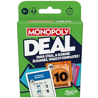 Monopoly Deal Card Game | Quick-Playing Card Game | Fun Games for Families and Kids | Ages 8 and Up | 2 to 5 Players | 15 Mins. | Travel Games (English & French)